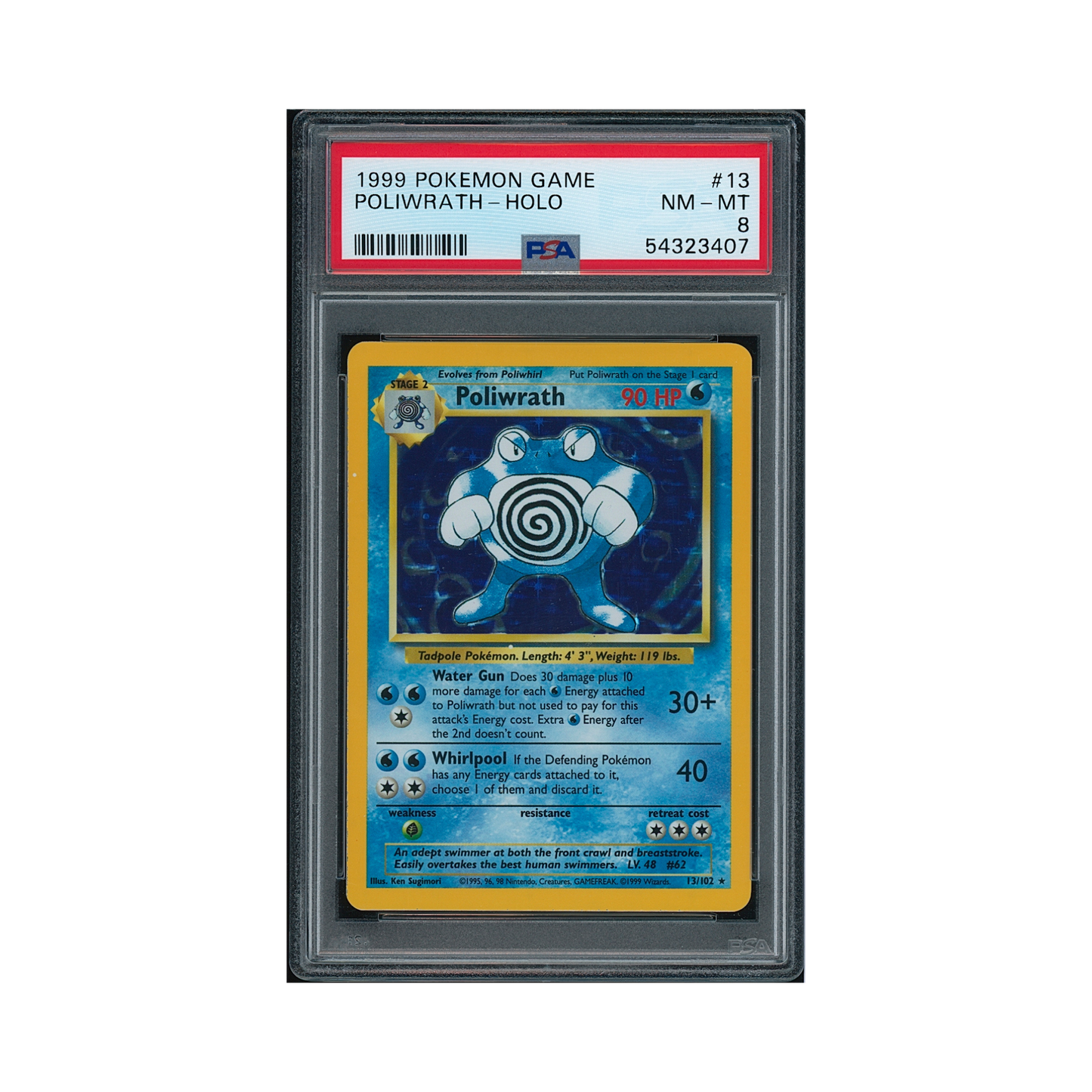 1999 Pokémon Game Poliwrath #13 PSA 8