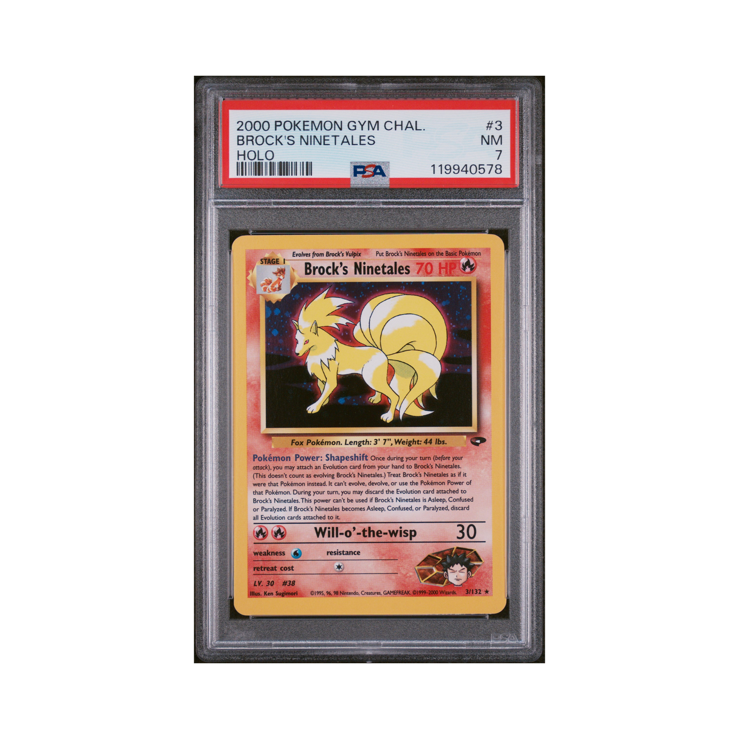 2000 Pokémon Gym Challenge Brock's Ninetales #3 PSA 7
