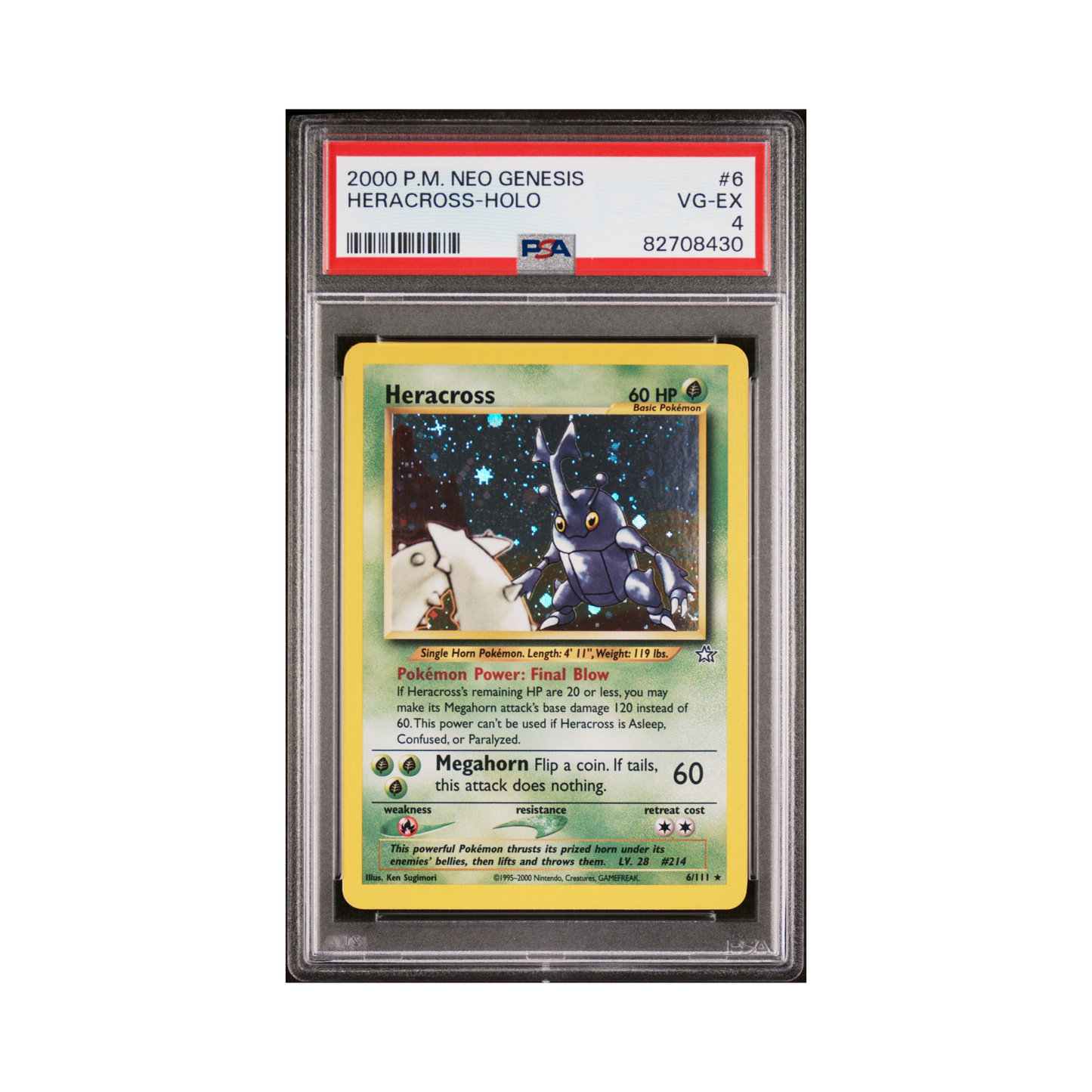 2000 Pokémon Neo Genesis Heracross #6 PSA 4