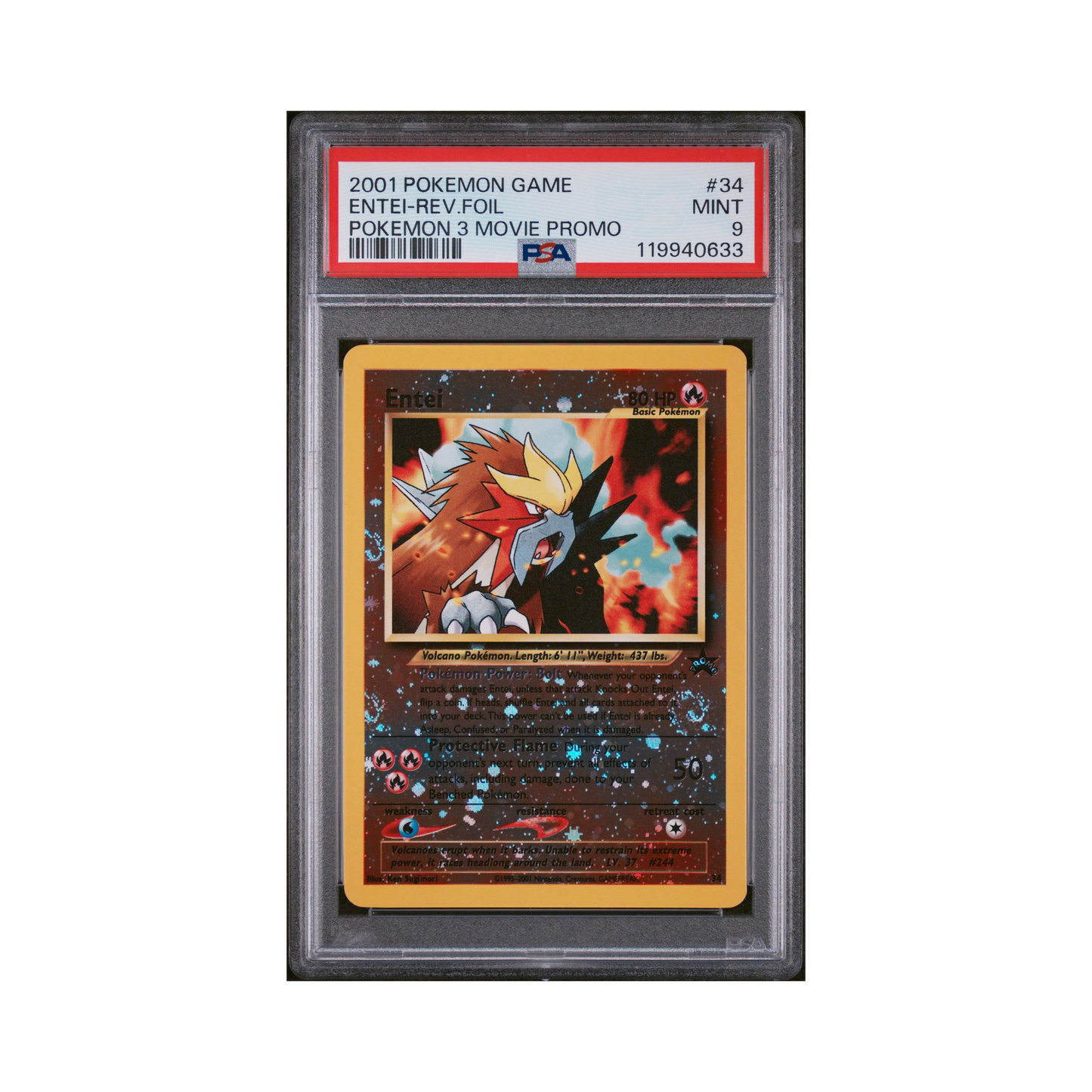 2001 Pokémon Game Movie Entei(reverse Holo) #34 PSA 9