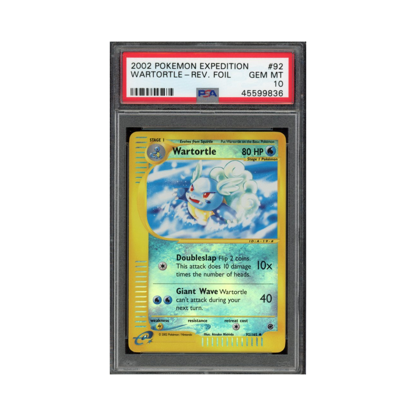 2002 Pokemon Expedition Reverse Holo Wartortle #92 PSA 10