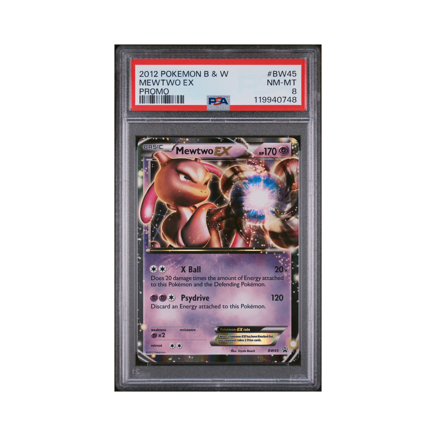 2012 Pokémon Black & White Promo Mewtwo EX #BW45 PSA 8