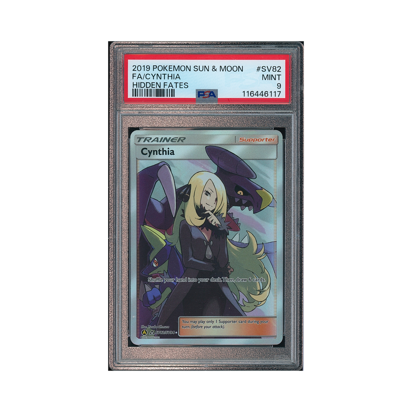 2019 Pokémon Sun & Moon Hidden Fates Cynthia #SV82 PSA 9
