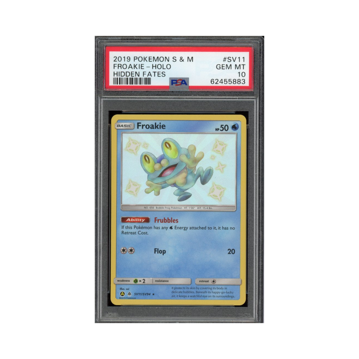 2019 Pokemon Sun & Moon Hidden Fates Shiny Vault Froakie #SV11 PSA 10