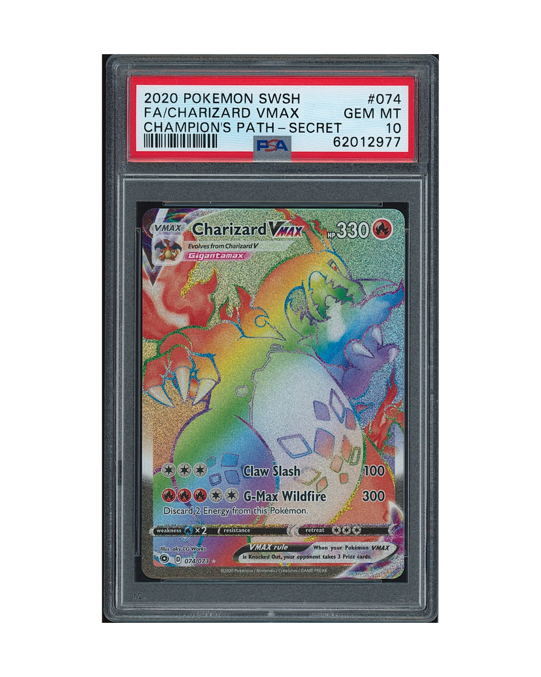 2020 Pokémon Sword & Shield Champion's Path Charizard VMAX #074 PSA 10