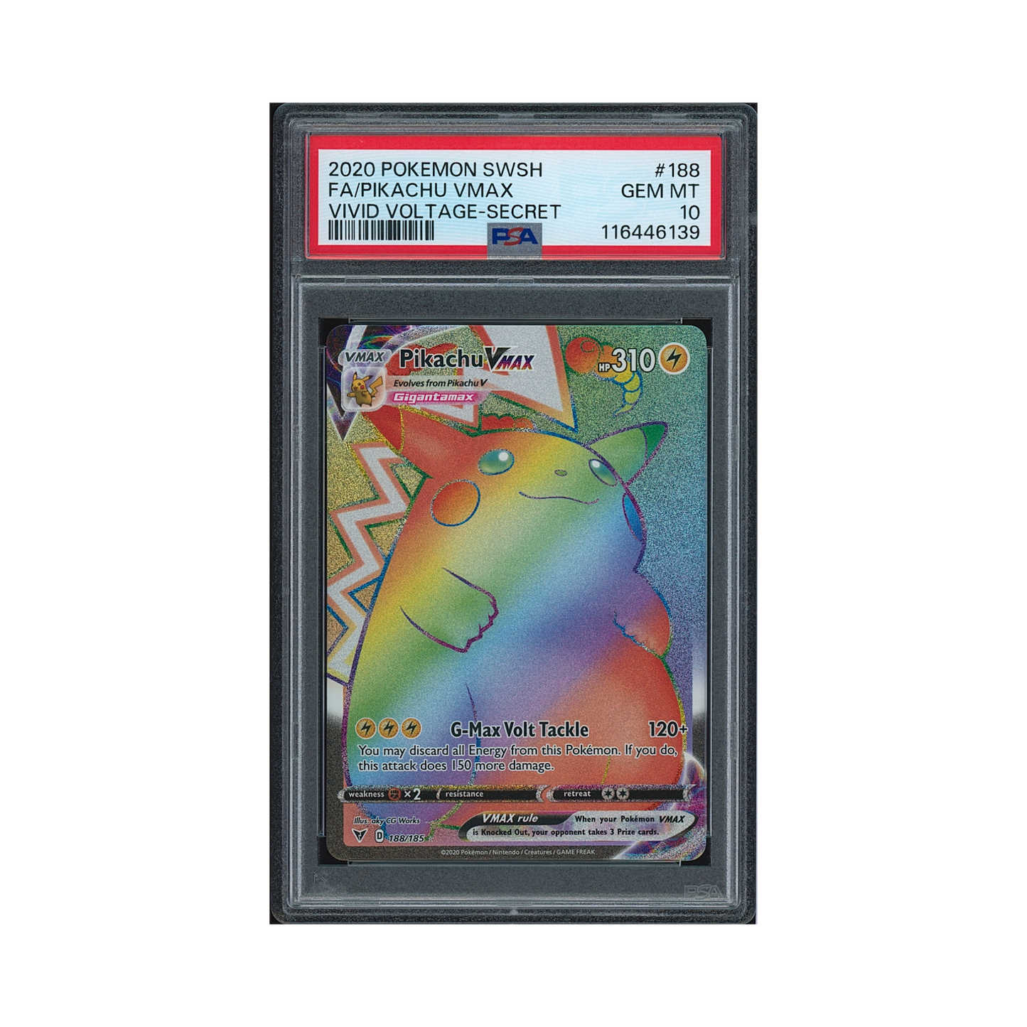 2020 Pokémon Sword & Shield Vivid Voltage Secret Pikachu VMAX #188 PSA 10
