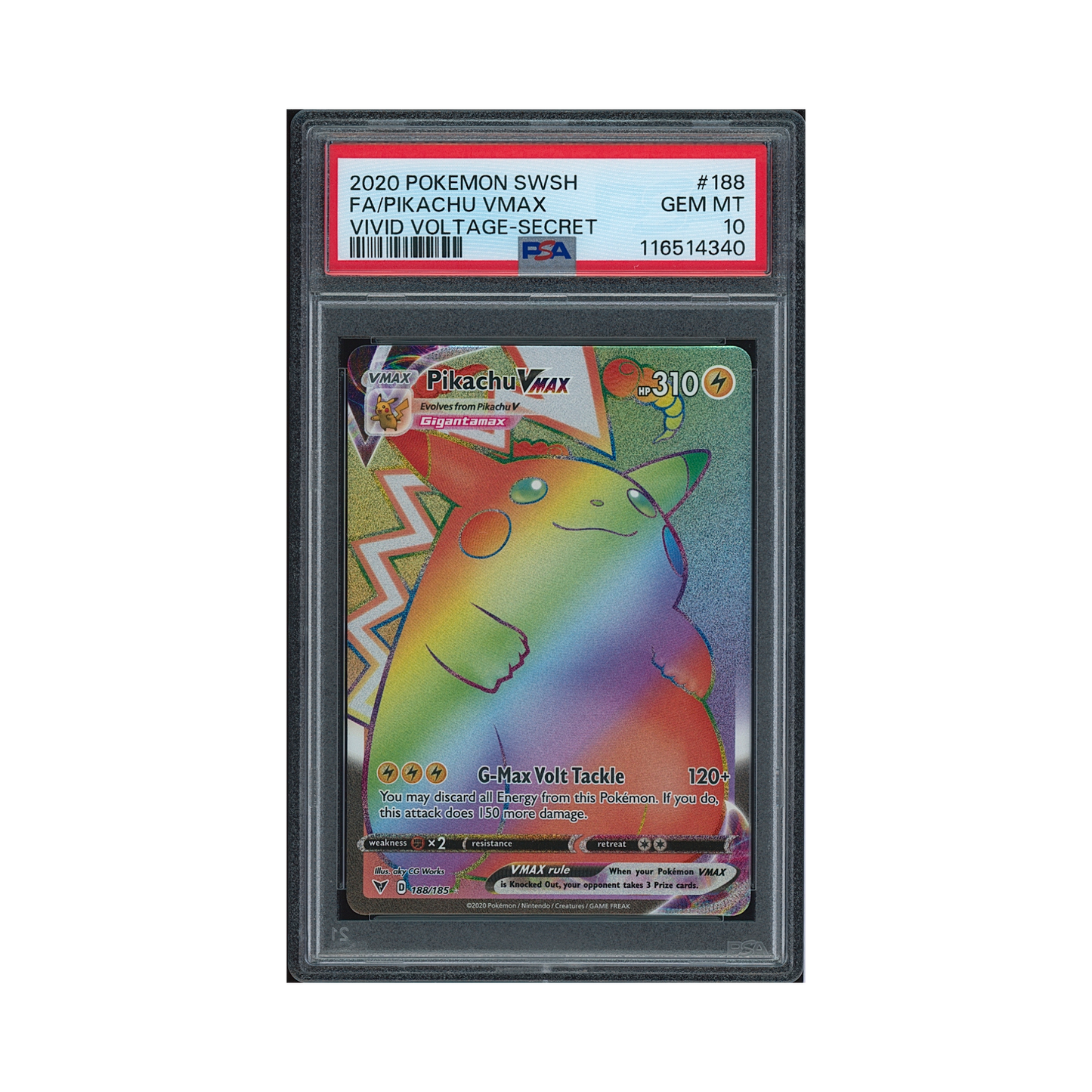 2020 Pokémon Sword & Shield Vivid Voltage Secret Pikachu VMAX #188 PSA 10