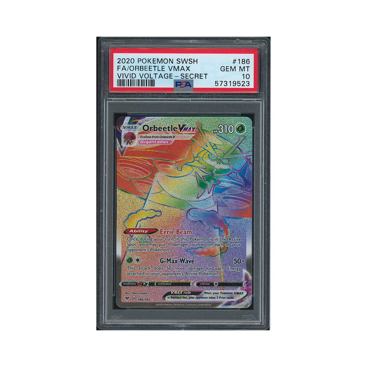 2020 Pokémon Sword & Shield Vivid Voltage Orbeetle VMAX #186 PSA 10
