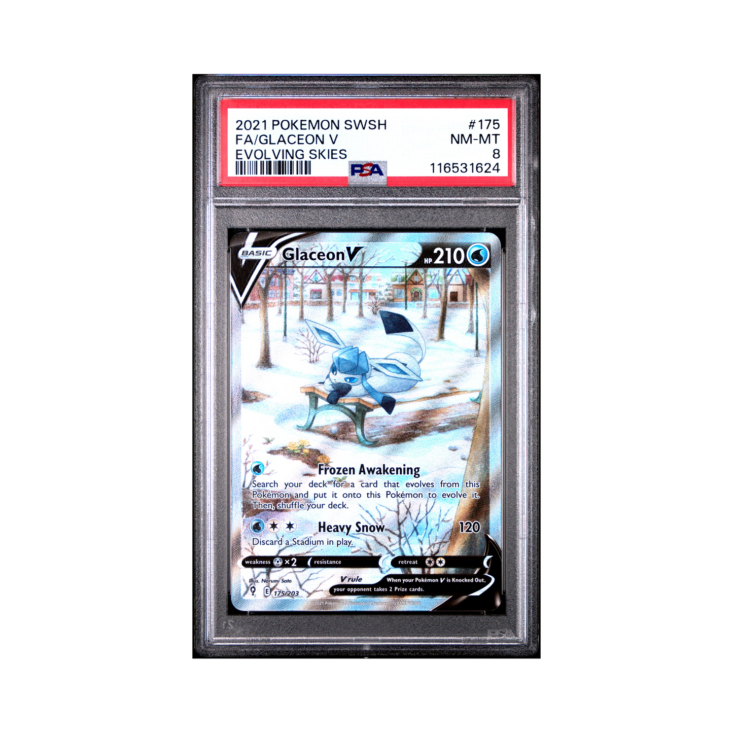2021 Pokémon Sword & Shield Evolving Skies Glaceon V #175 PSA 8