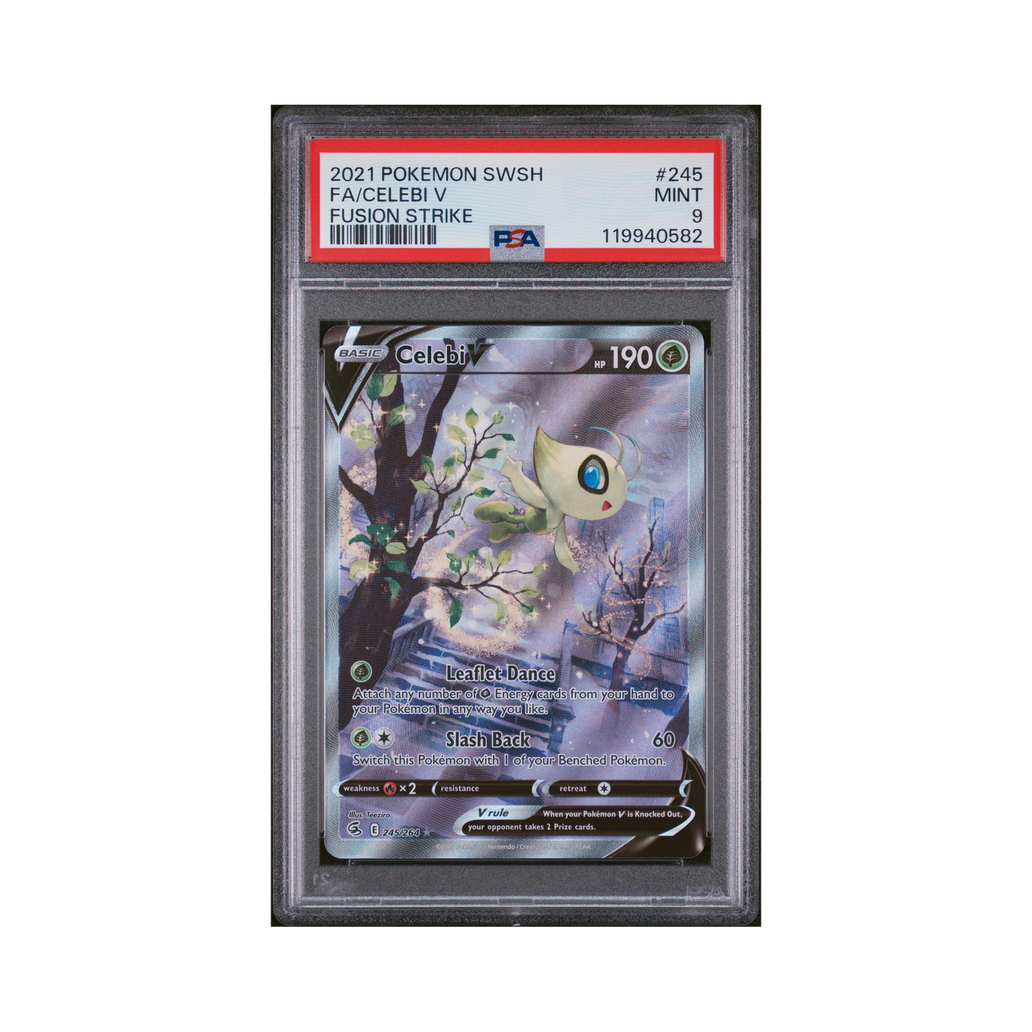 2021 Pokémon Sword & Shield Fusion Strike Celebi V #245 PSA 9