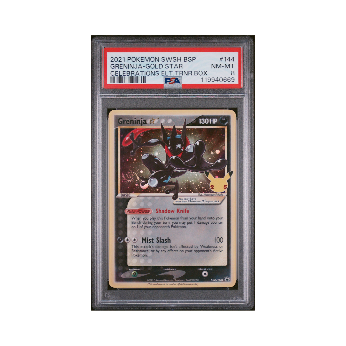 2021 Pokémon SWSH Black Star Promo Greninja-gold Star #144 PSA 8