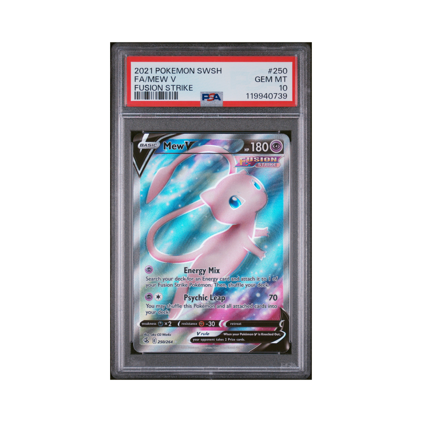 2021 Pokémon Sword & Shield Fusion Strike Mew V #250 PSA 10