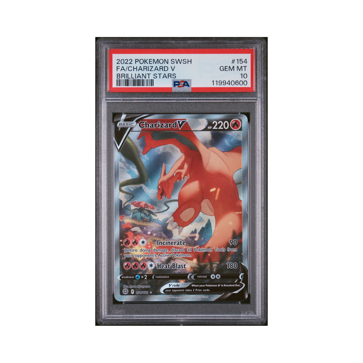2022 Pokémon Sword & Shield Brilliant Stars Charizard V #154 PSA 10