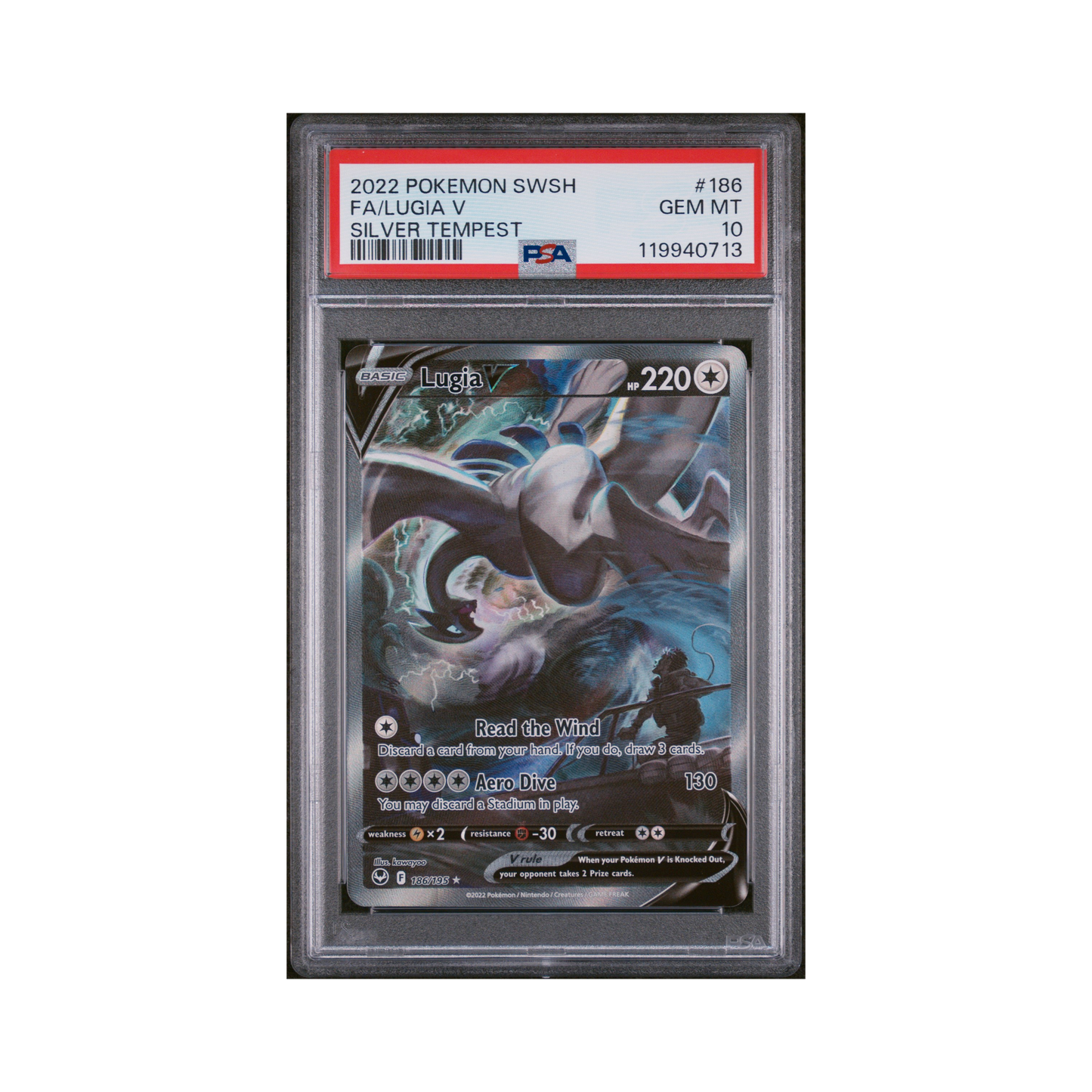 2022 Pokémon Sword & Shield Silver Tempest Lugia V #186 PSA 10