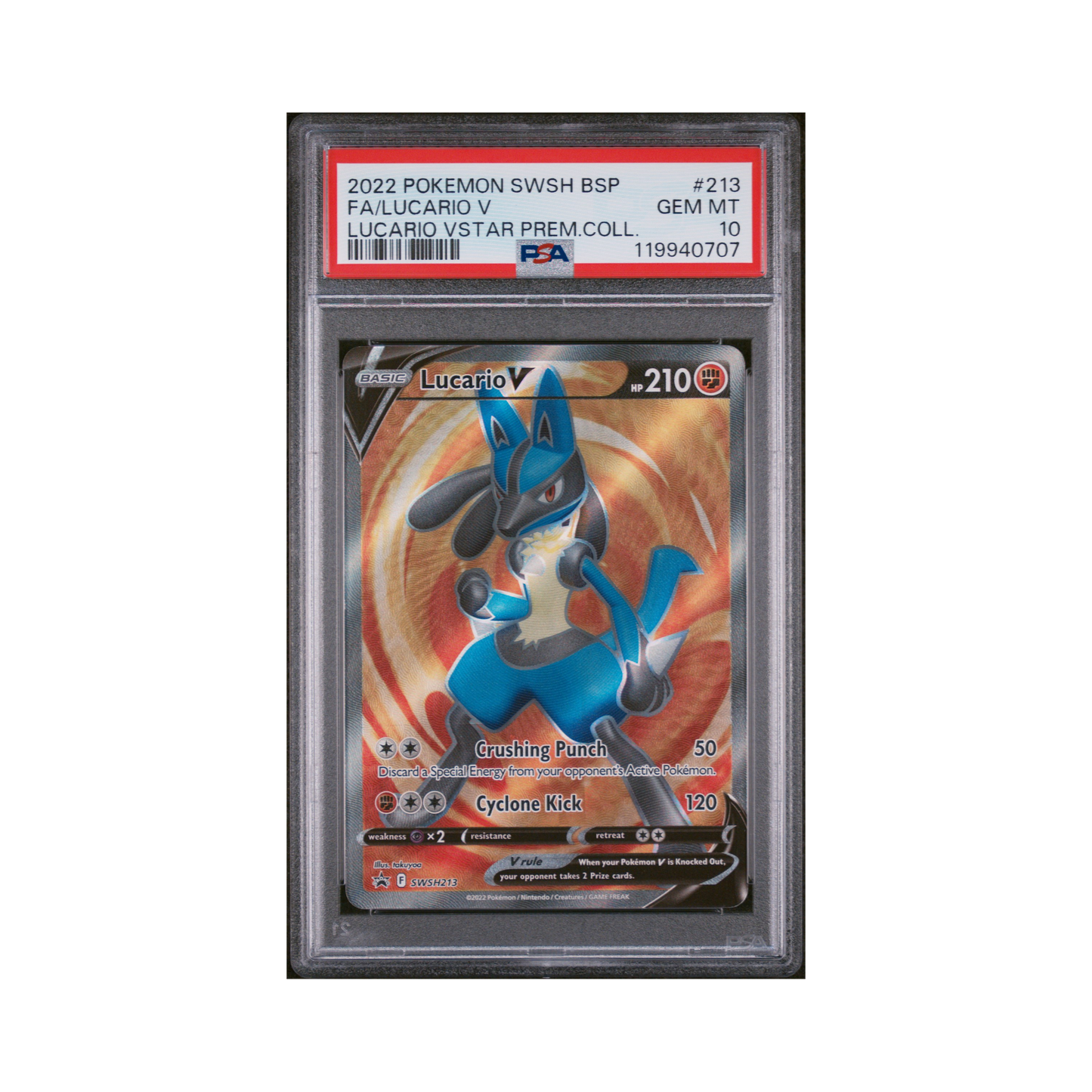 2022 Pokémon SWSH Black Star Promo Lucario V #213 PSA 10