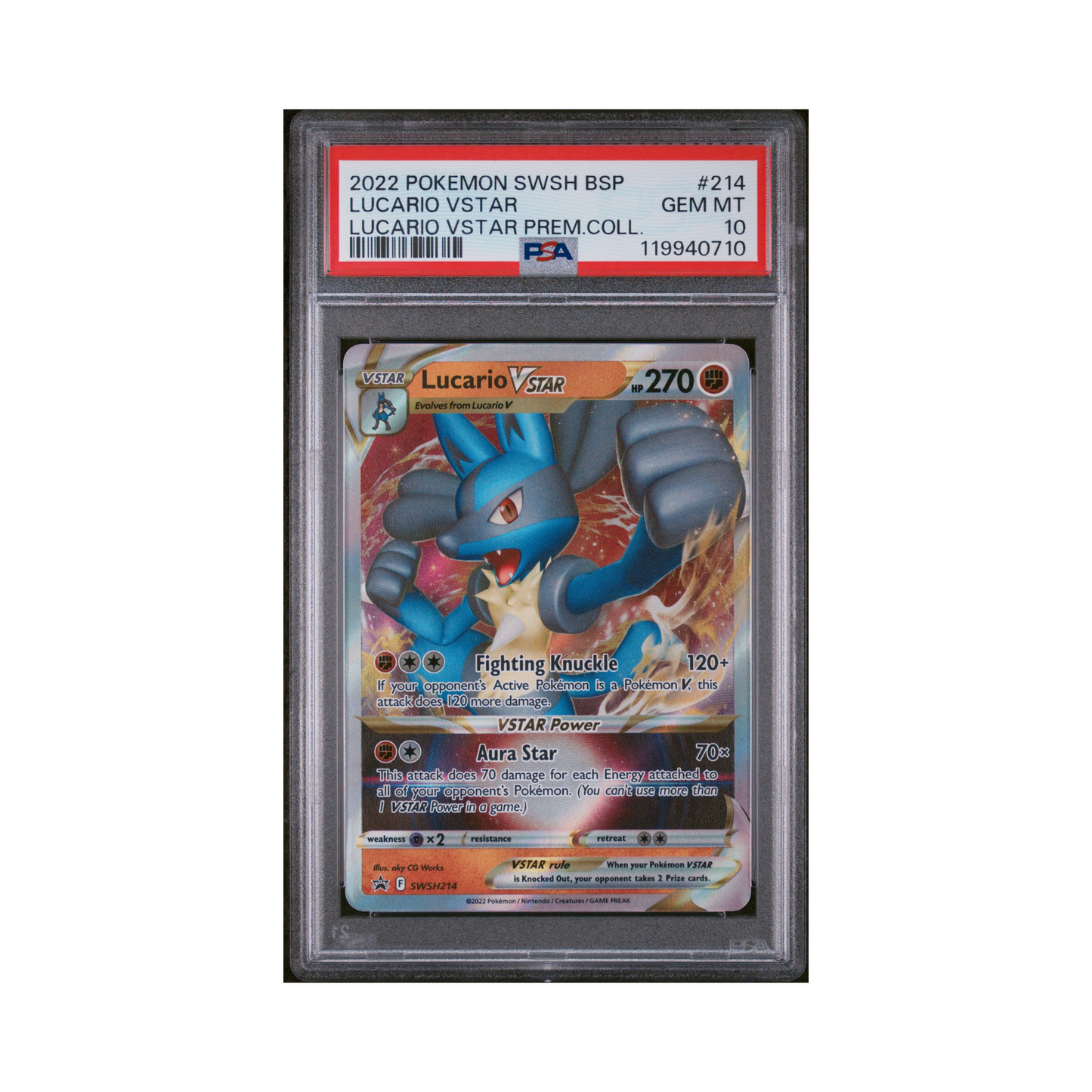2022 Pokémon SWSH Black Star Promo Lucario VSTAR #214 PSA 10