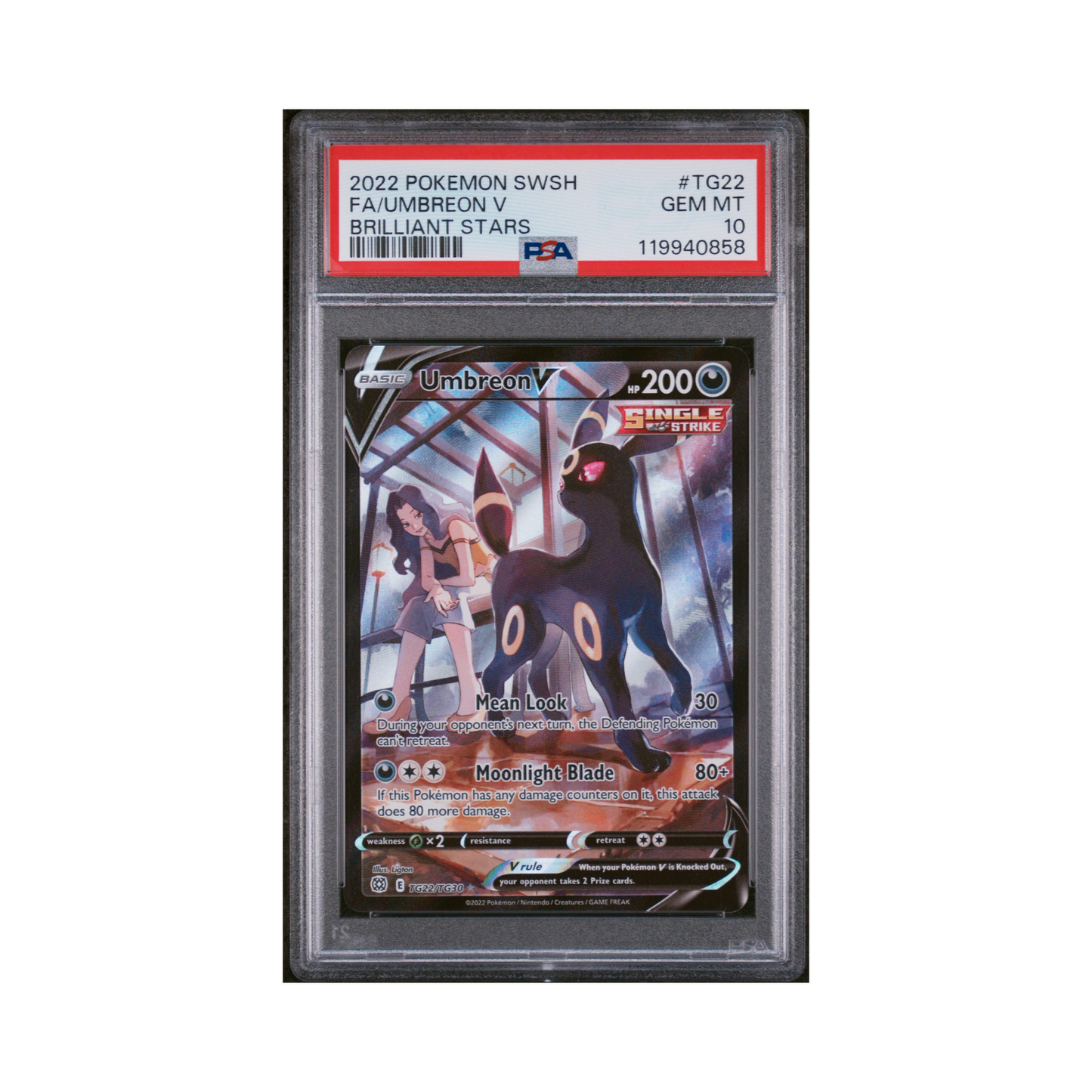 2022 Pokémon Sword & Shield Brilliant Stars Umbreon V #TG22 PSA 10
