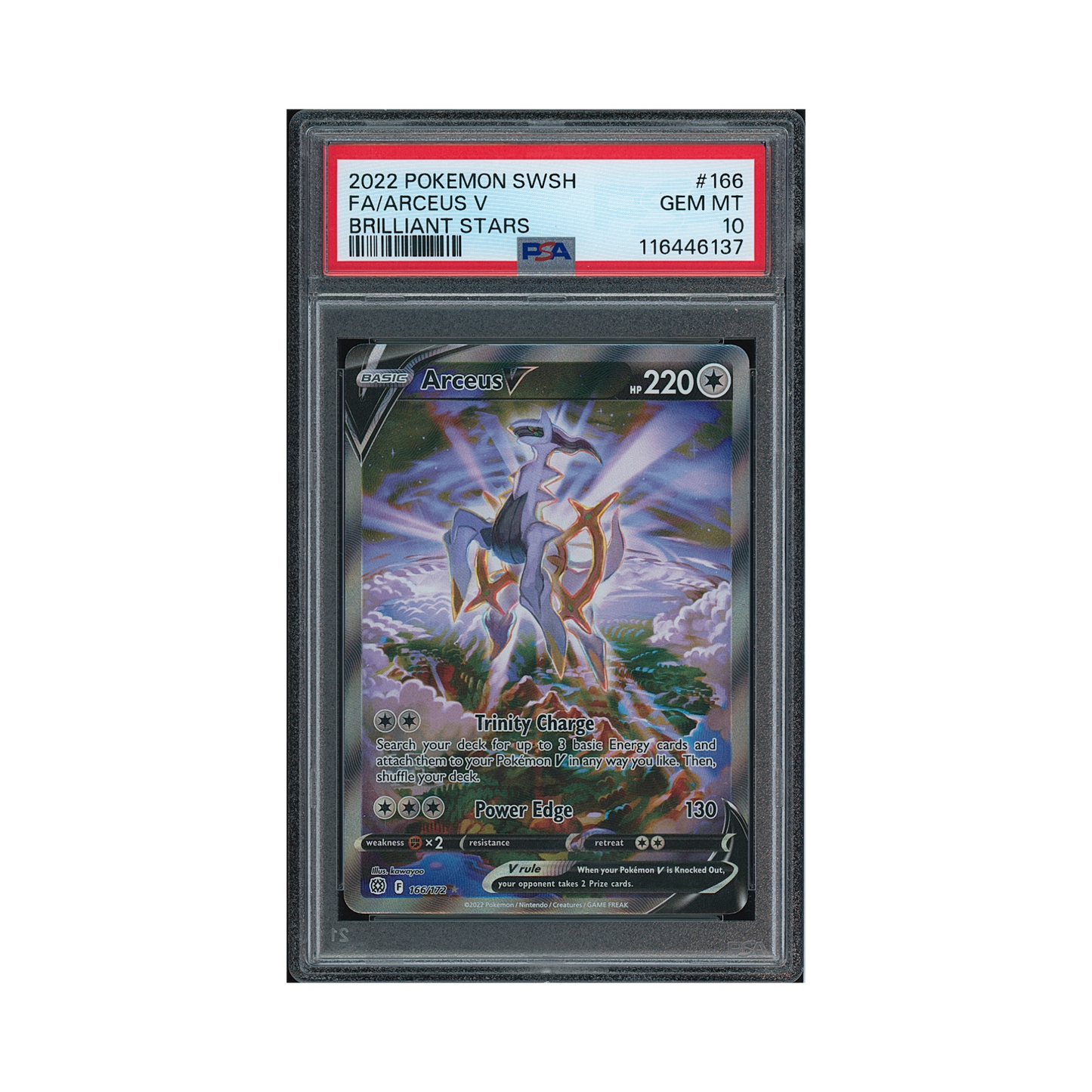 2022 Pokémon Sword & Shield Brilliant Stars Arceus V #166 PSA 10