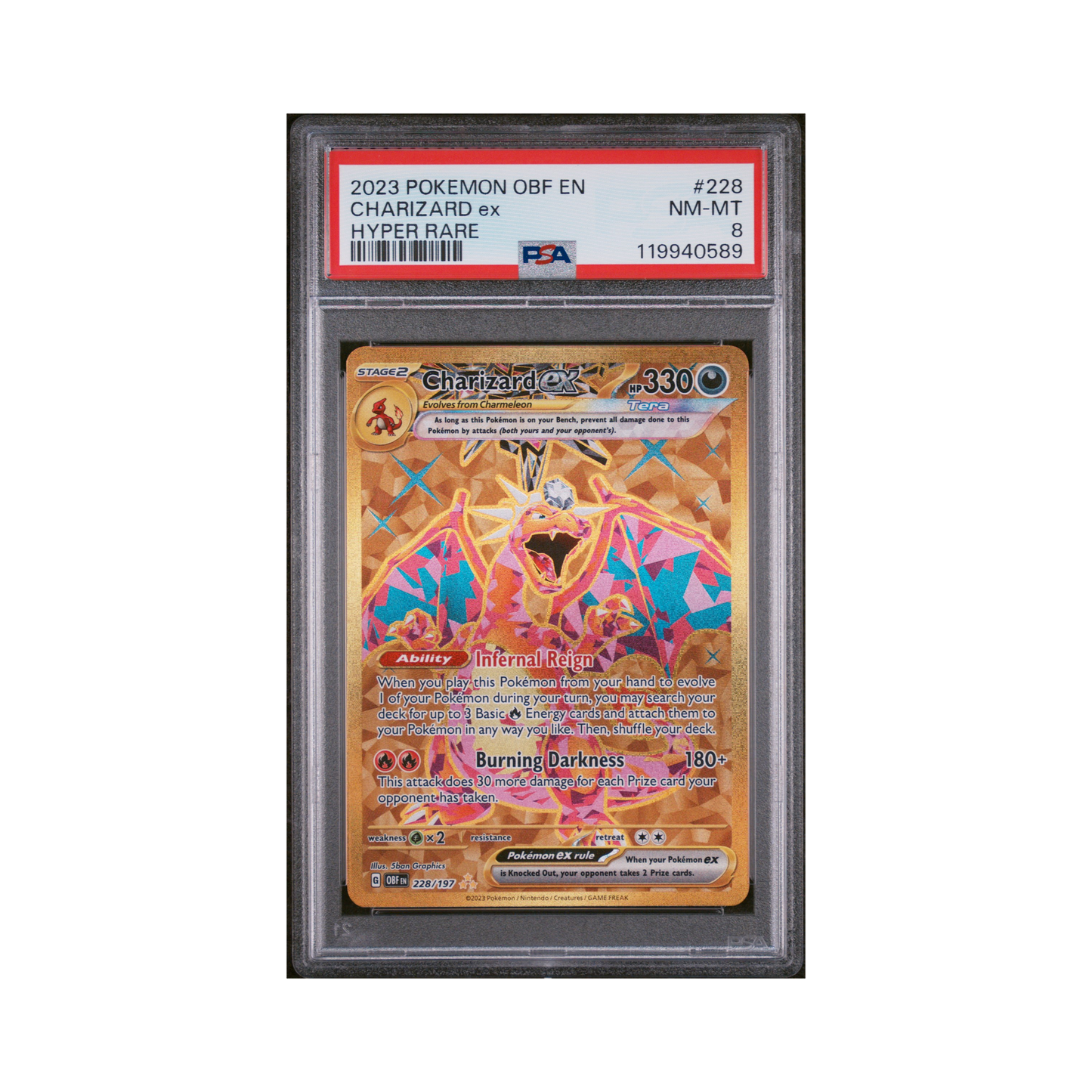 2023 Pokémon Obsidian Flames Charizard EX #228 PSA 8