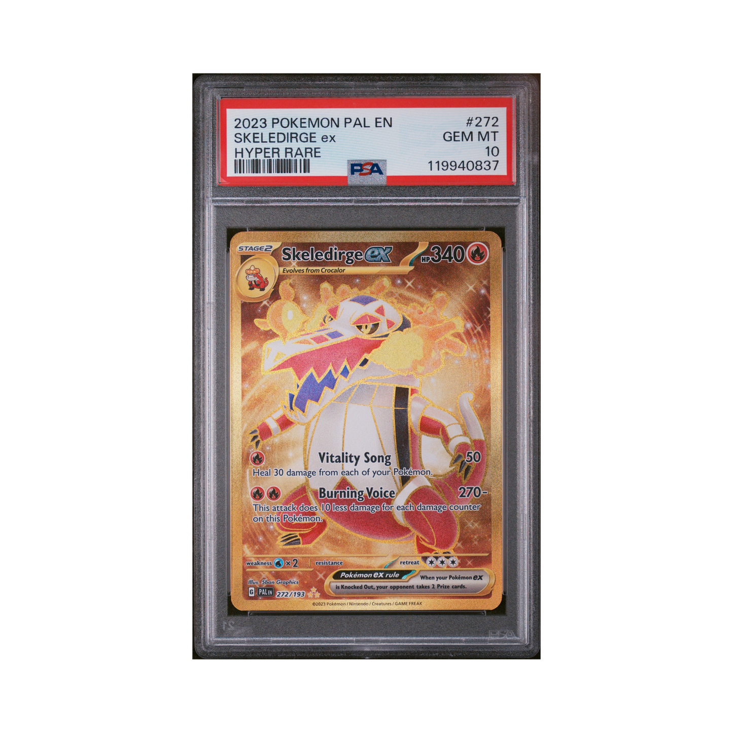 2023 Pokémon Paldea Evolved Skeledirge EX #272 PSA 10