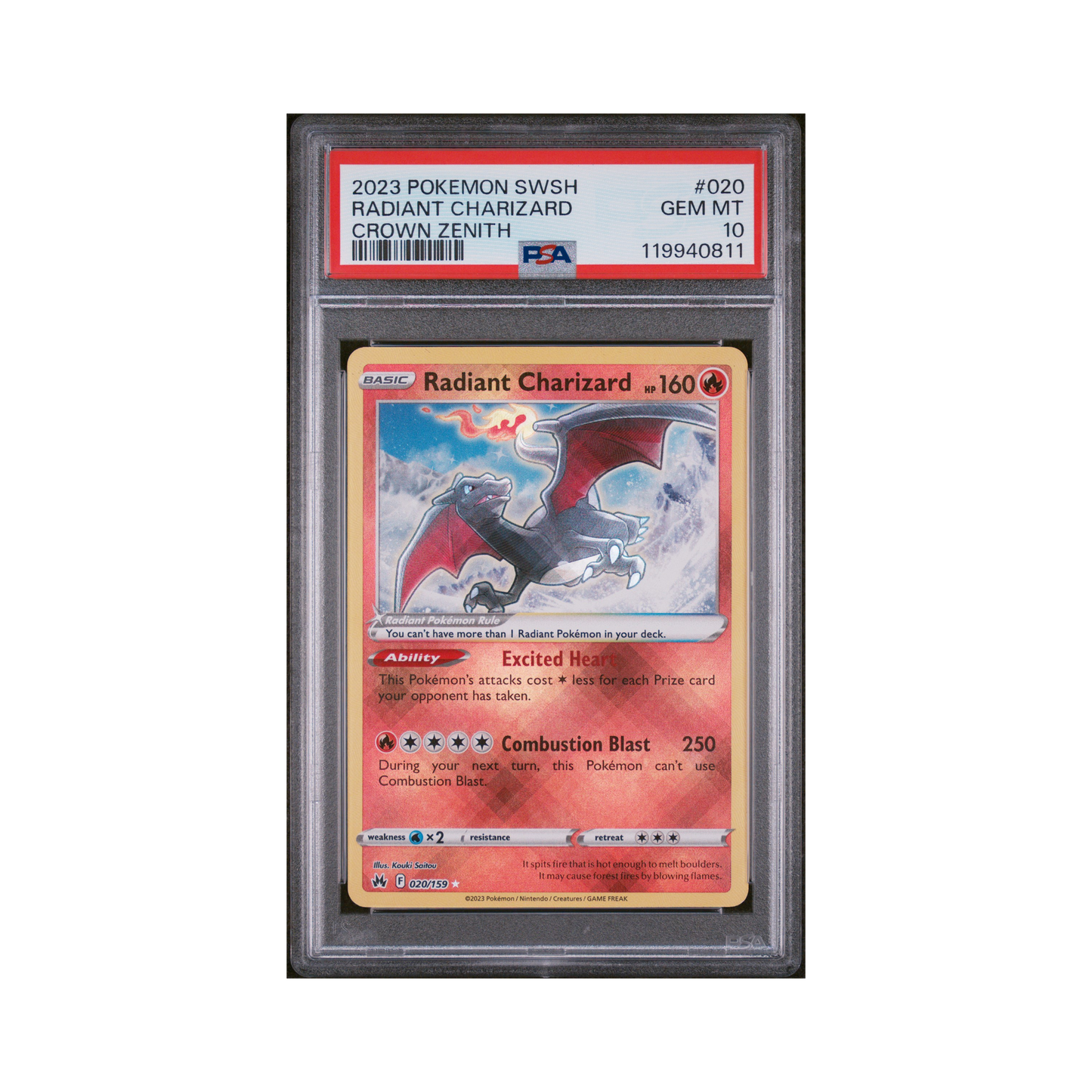 2023 Pokémon Sword And Shield Crown Zenith Radiant Charizard #020 PSA 10