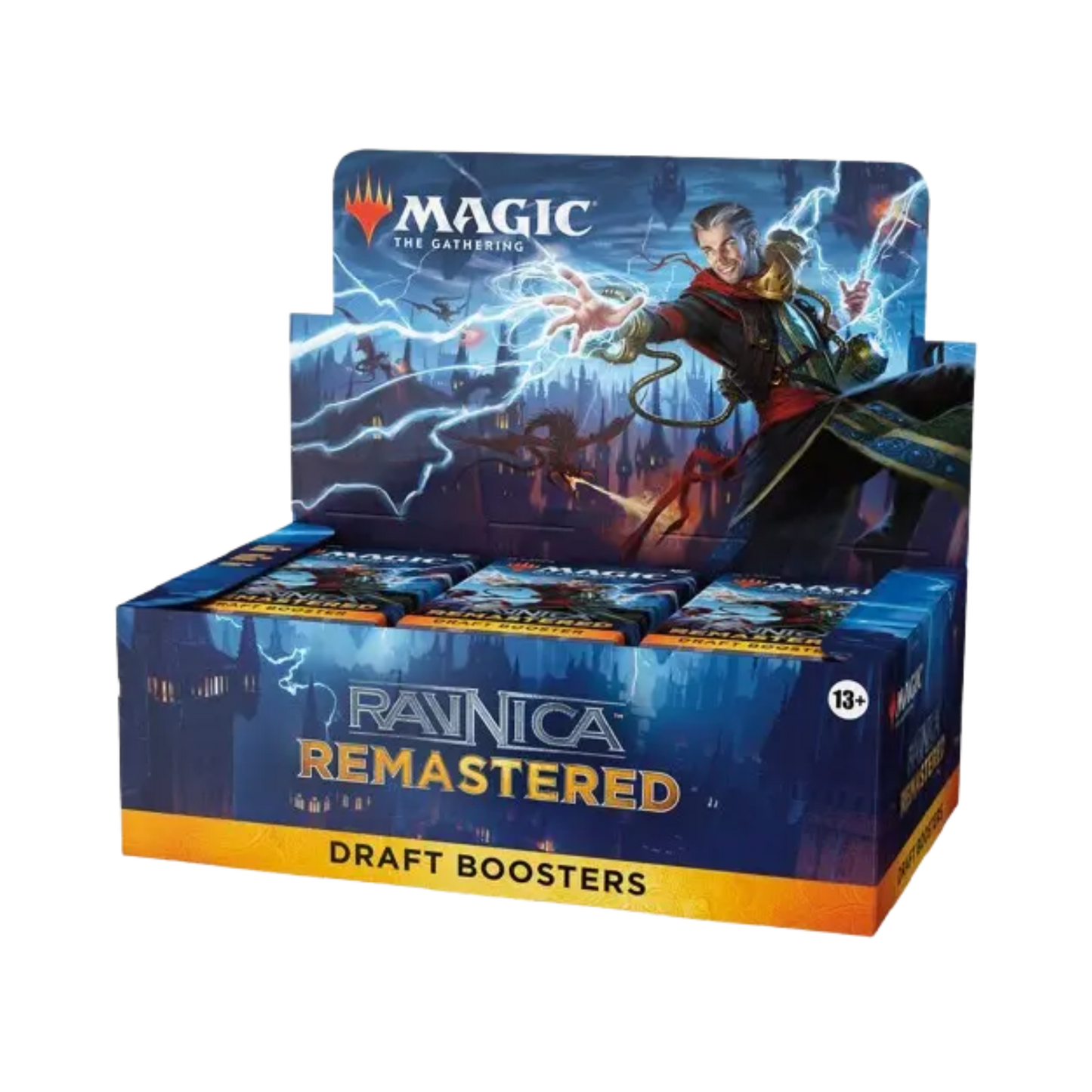 Sealed Magic: The Gathering Ravnica Remastered Draft Booster Box featuring 36 booster packs with guild-themed artwork