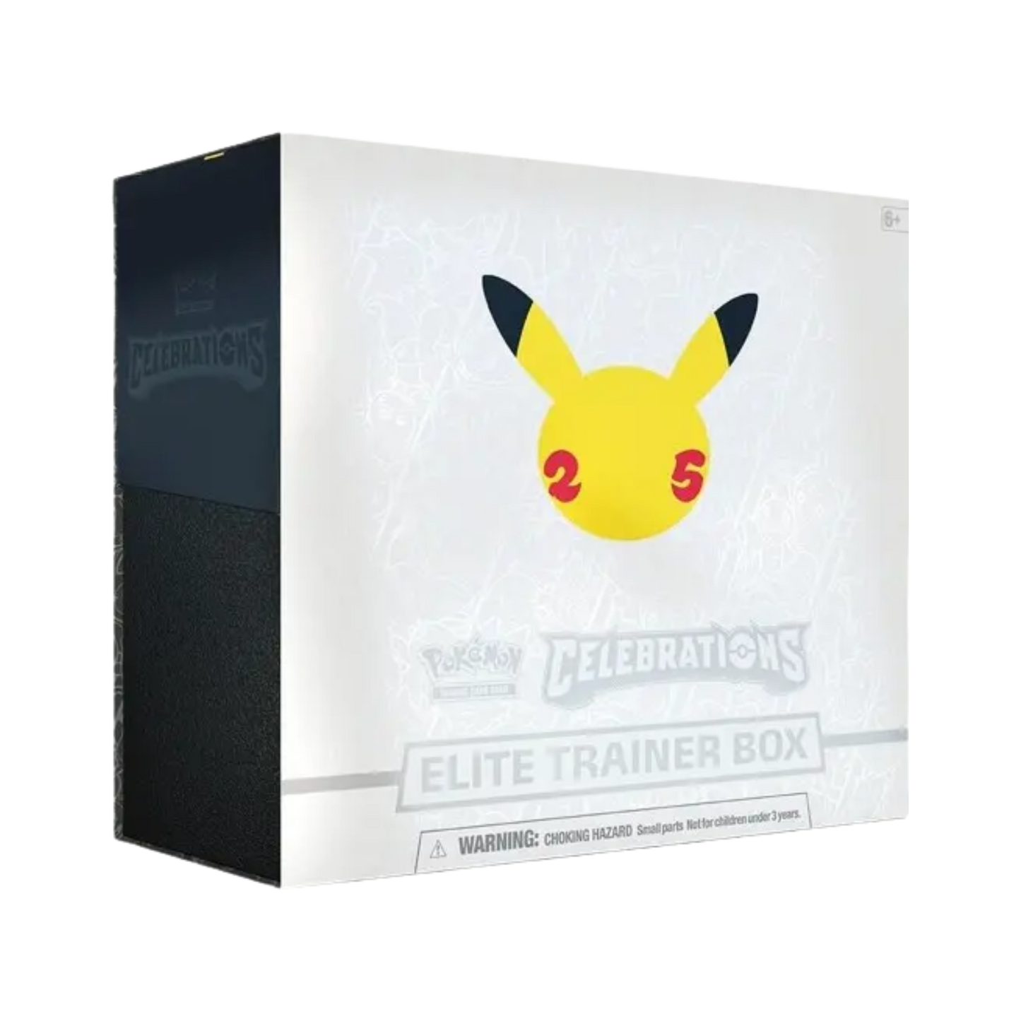Sealed Pokémon Celebrations Elite Trainer Box featuring Pikachu artwork, 10 Celebrations booster packs, and 5 additional booster packs