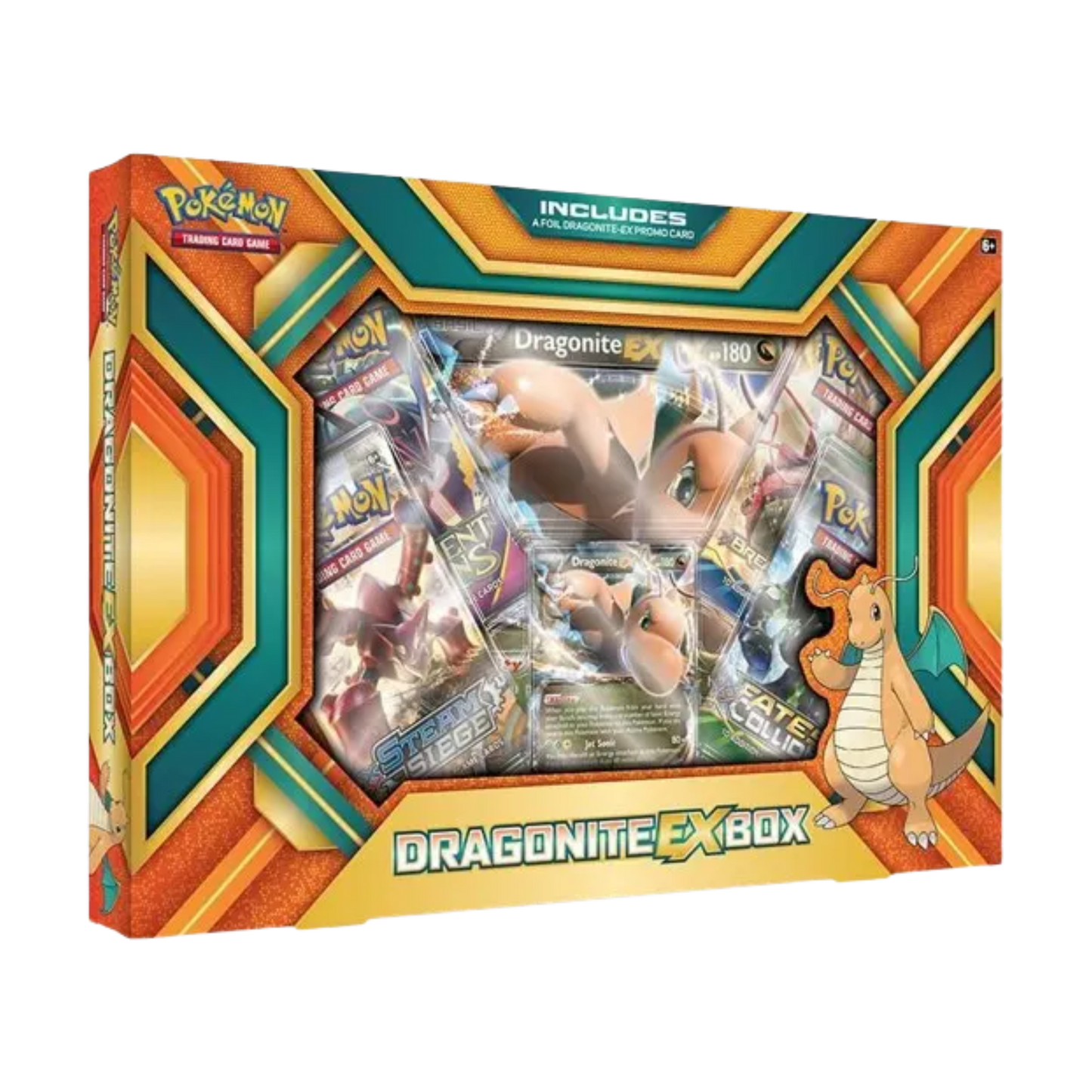 Sealed Pokémon TCG XY Dragonite EX Box with foil Dragonite EX promo card, jumbo card, and 4 booster packs in display packaging