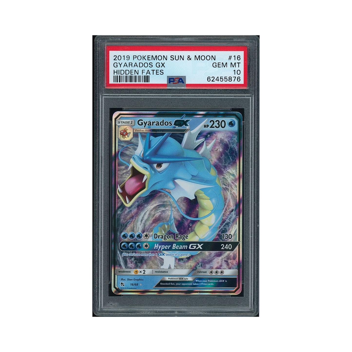 2019 Pokémon Sun & Moon Hidden Fates Gyarados GX #16 PSA 10