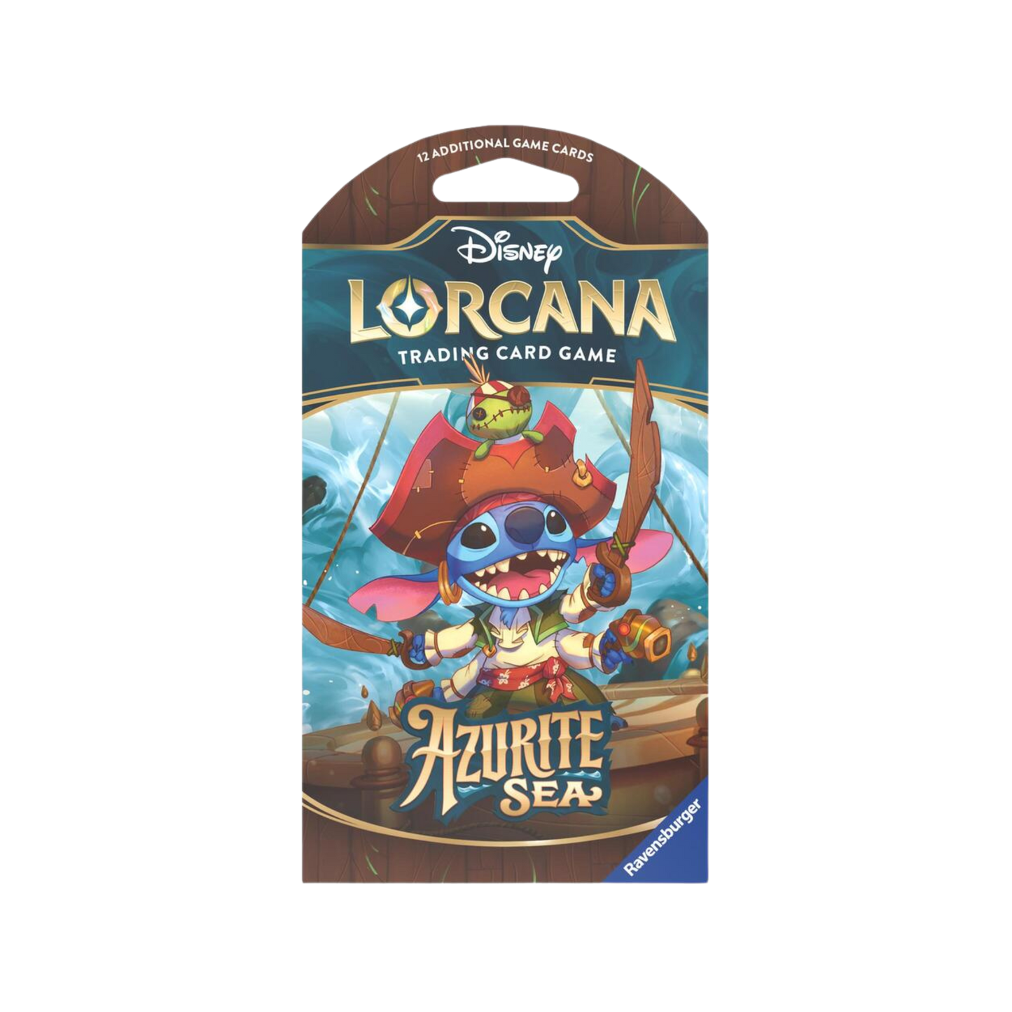 Sealed Disney Lorcana Azurite Sea Sleeved Booster Pack with 12 randomized cards in protective artwork sleeve