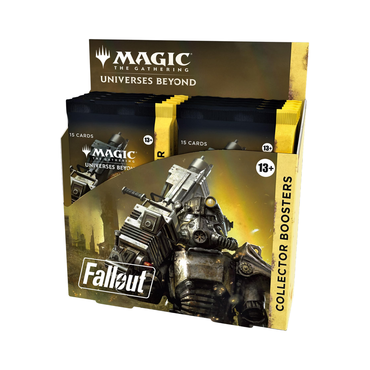 Sealed Magic: The Gathering Fallout Collector Booster Box with 12 premium booster packs featuring exclusive crossover artwork and foil treatments