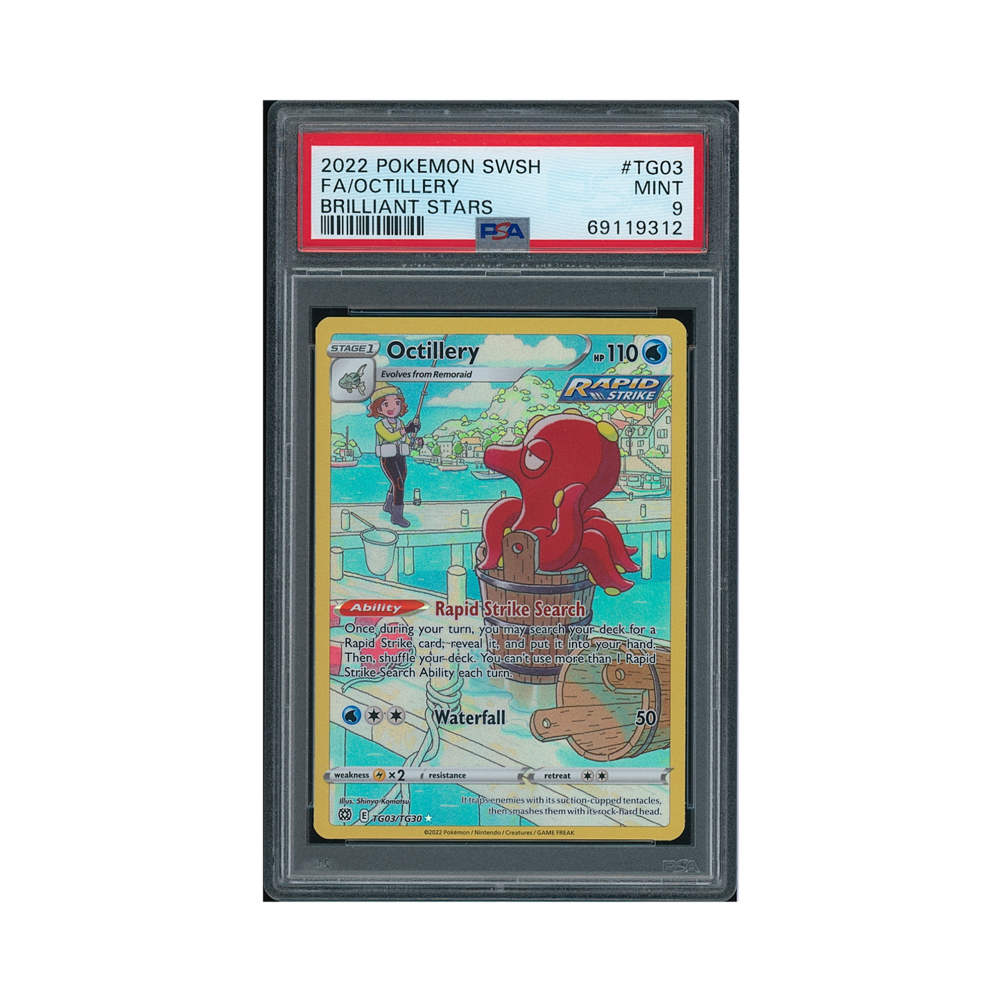 2022 Pokémon Sword & Shield Brilliant Stars Octillery #TG03 PSA 9
