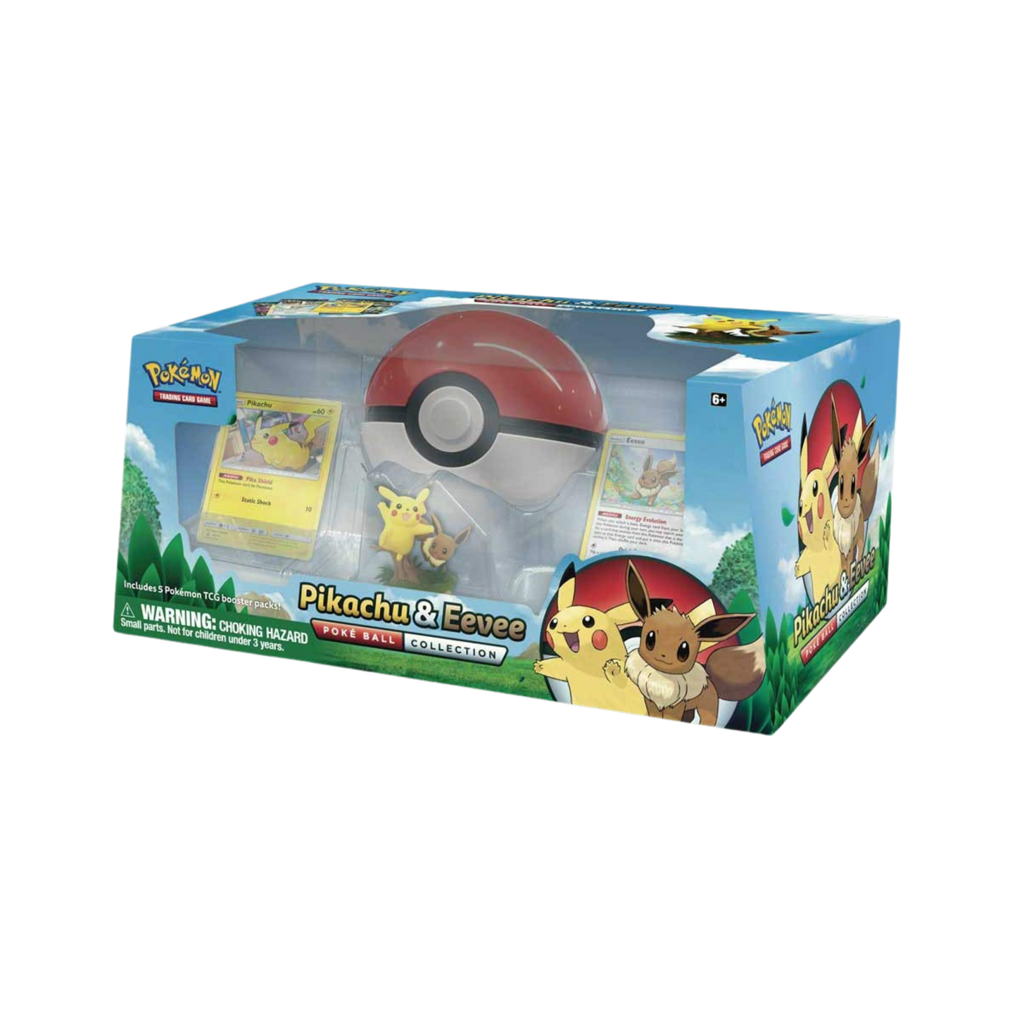 Sealed Pokémon Pikachu & Eevee Poké Ball Collection with foil promo cards, Poké Ball display, and 5 booster packs in collector box