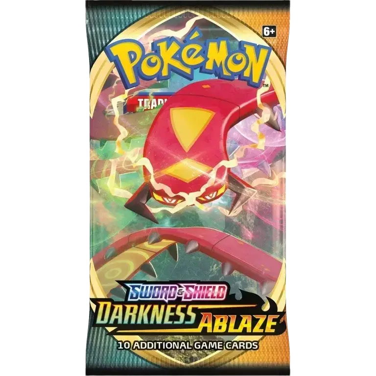 Sealed Pokémon Darkness Ablaze Booster Pack from the Sword & Shield series with 10 cards and random artwork