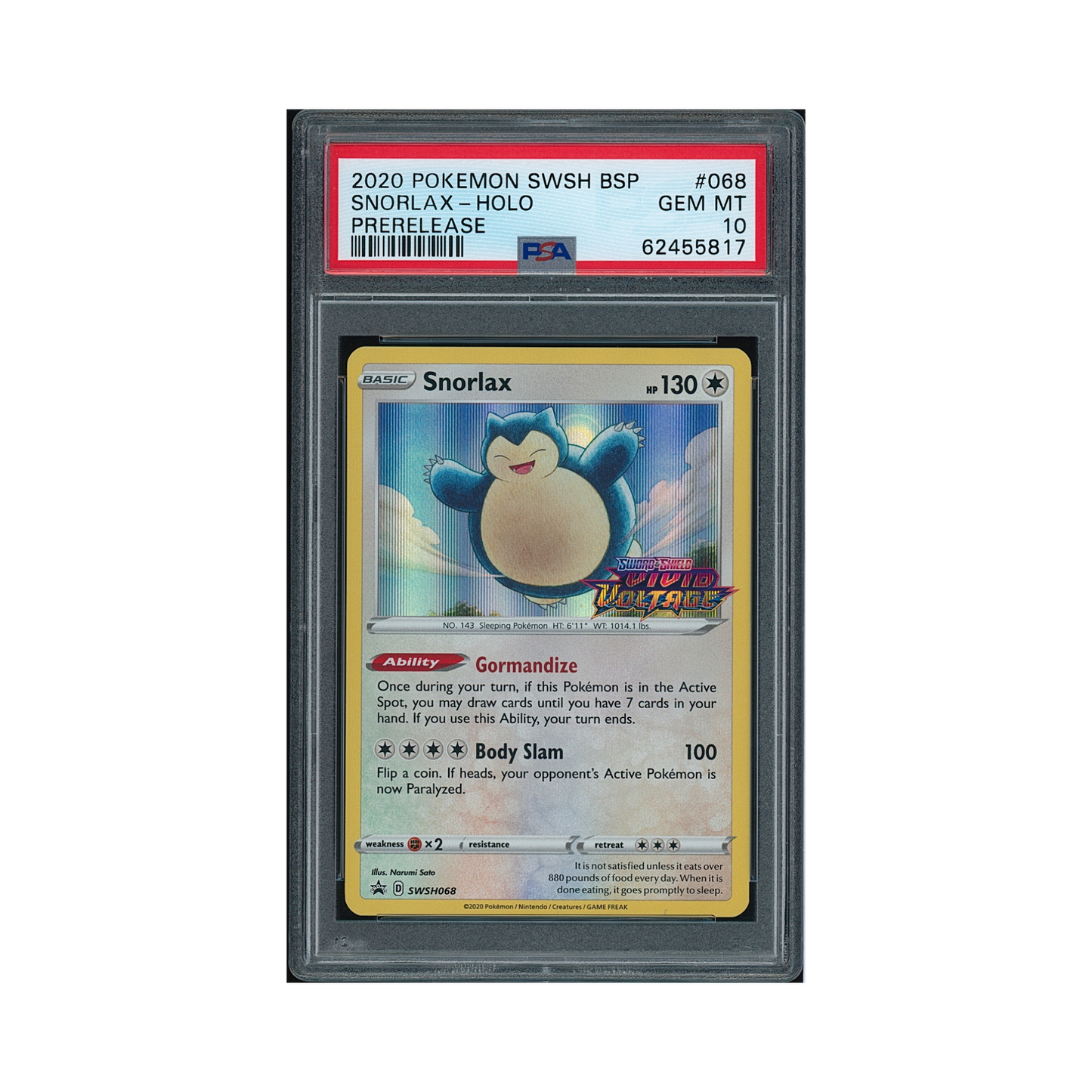 2020 Pokémon SWSH Black Star Promo Snorlax #068 PSA 10
