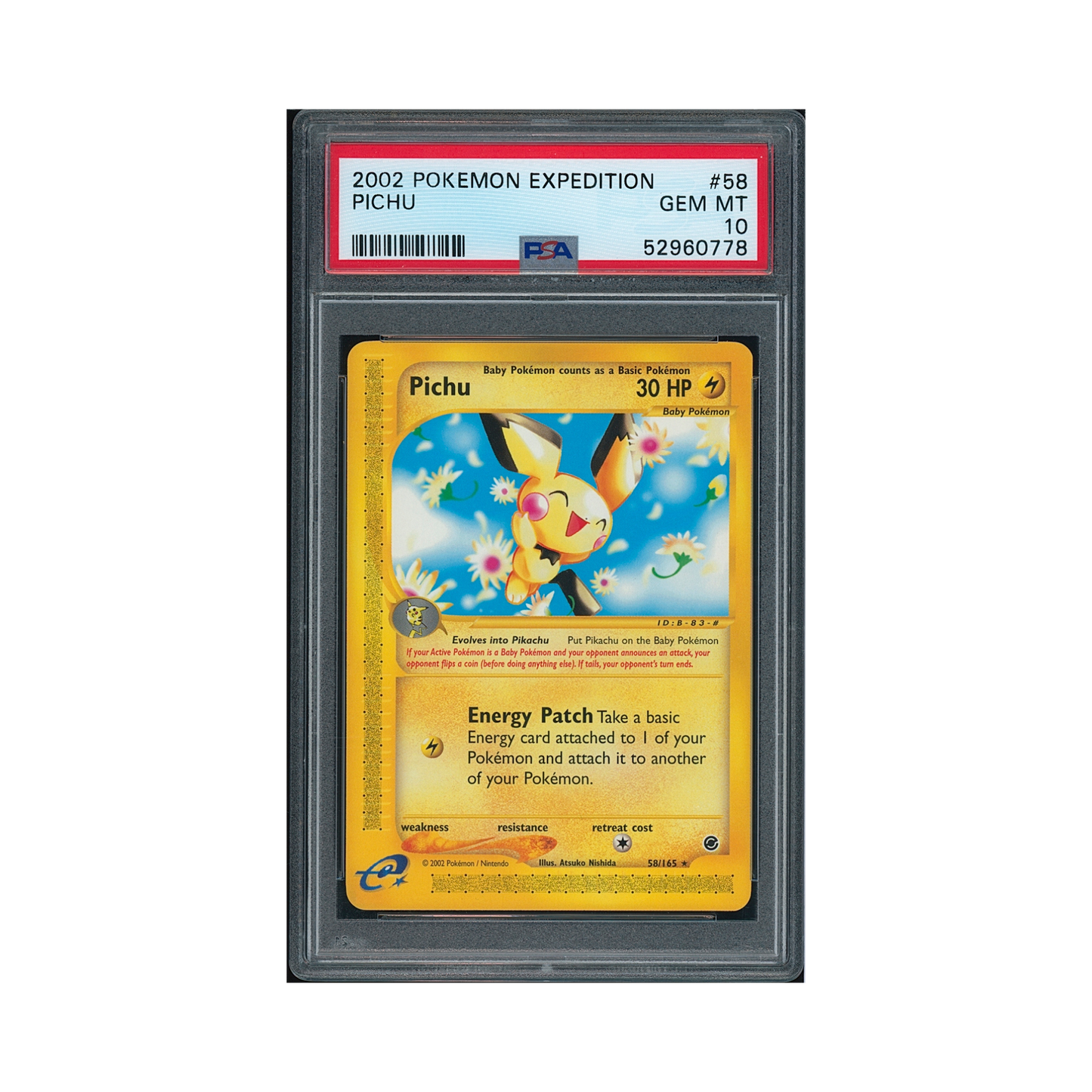 2002 Pokémon Expedition Pichu #58 PSA 10