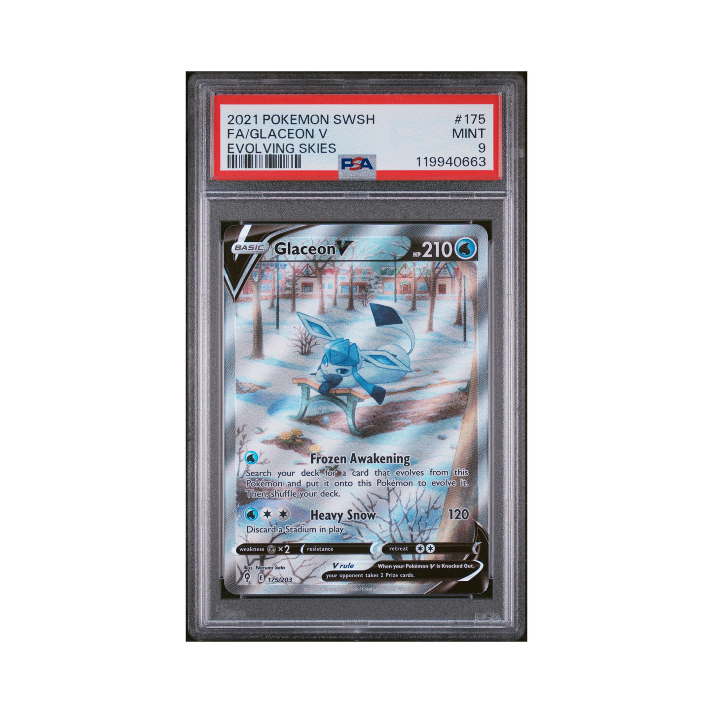 2021 Pokémon Sword & Shield Evolving Skies Glaceon V #175 PSA 9