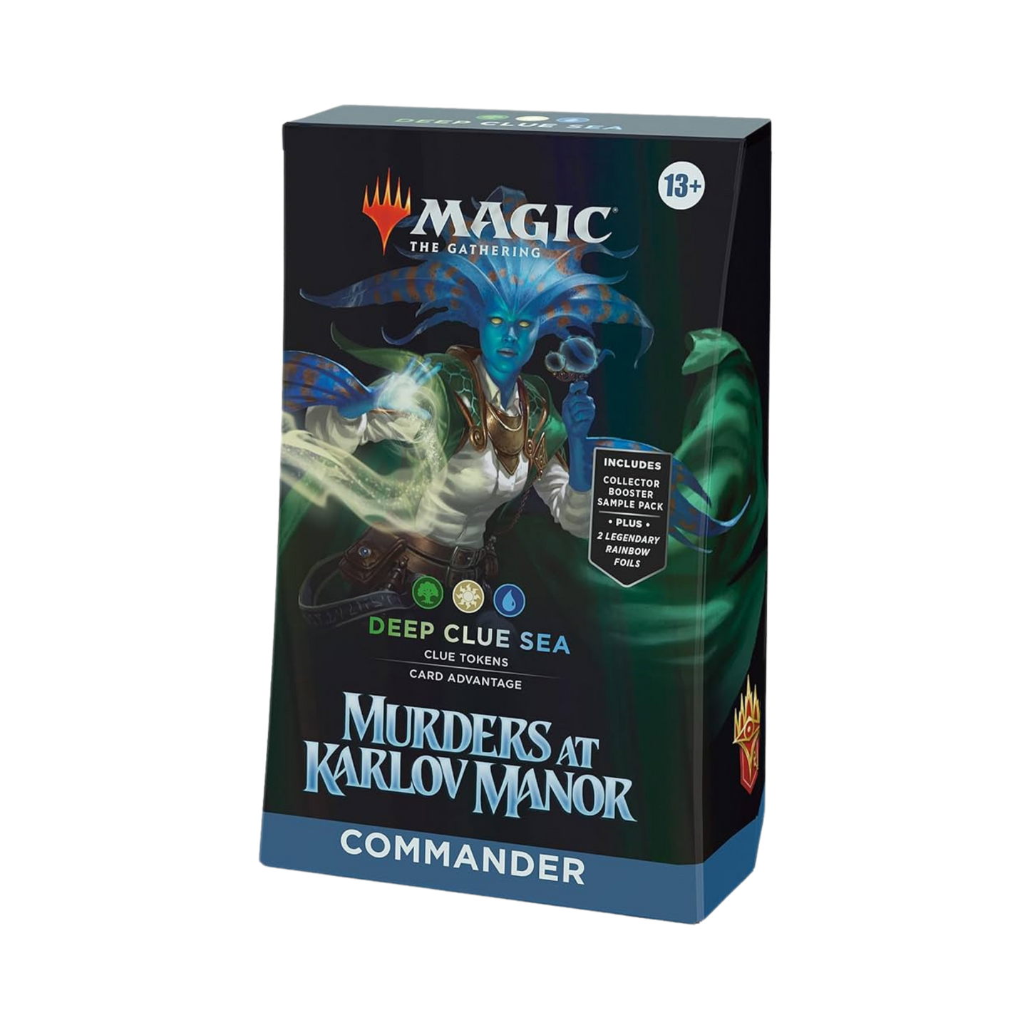 Sealed Magic: The Gathering Deep Clue Sea Commander Deck with 100 cards themed around Clue tokens and investigative strategy