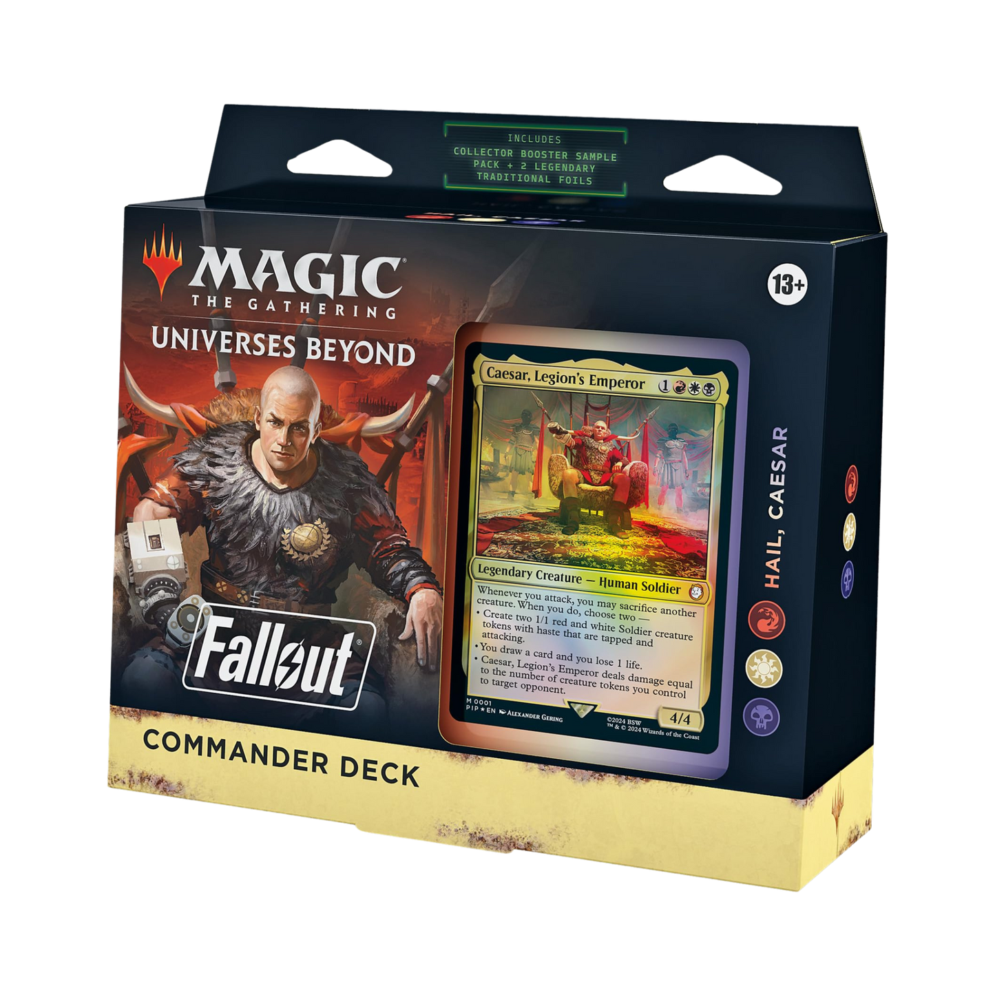 Sealed Magic: The Gathering Hail, Caesar Commander Deck with 100 cards themed around Roman military strategy and soldier synergy