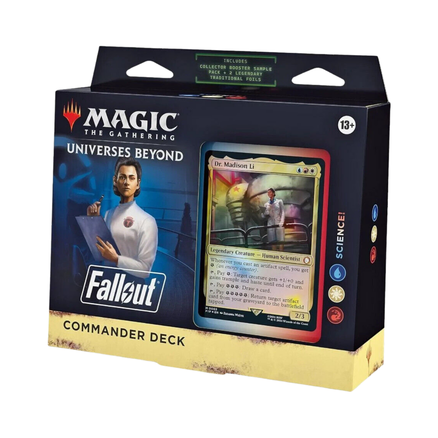 Sealed Magic: The Gathering Science! Commander Deck with 100 cards focused on research, card draw, and science-themed strategies