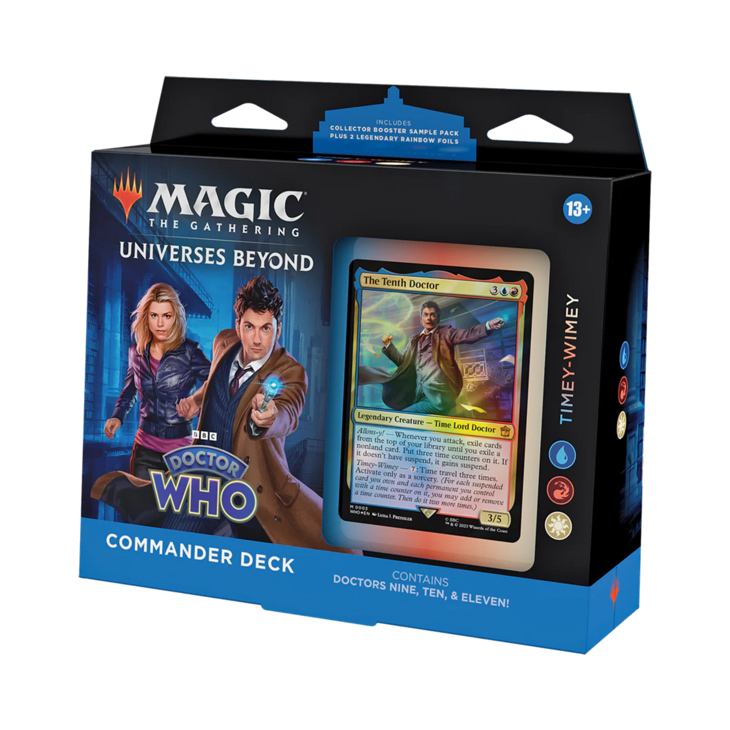 Sealed Magic: The Gathering Timey-Wimey Commander Deck with 100 cards featuring time-based mechanics and Doctor Who characters