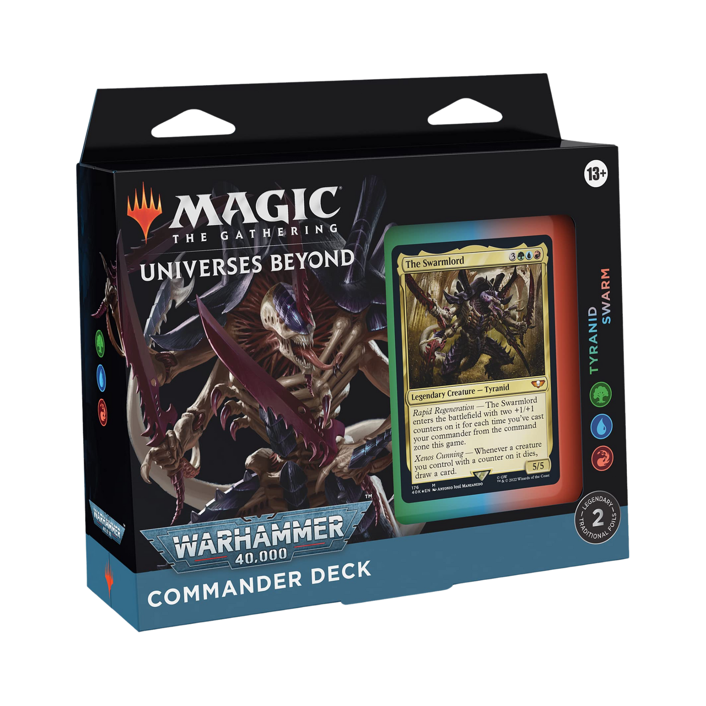 Sealed Magic: The Gathering Tyranid Swarm Commander Deck with 100 cards themed around creature tokens, counters, and Warhammer 40K Tyranids