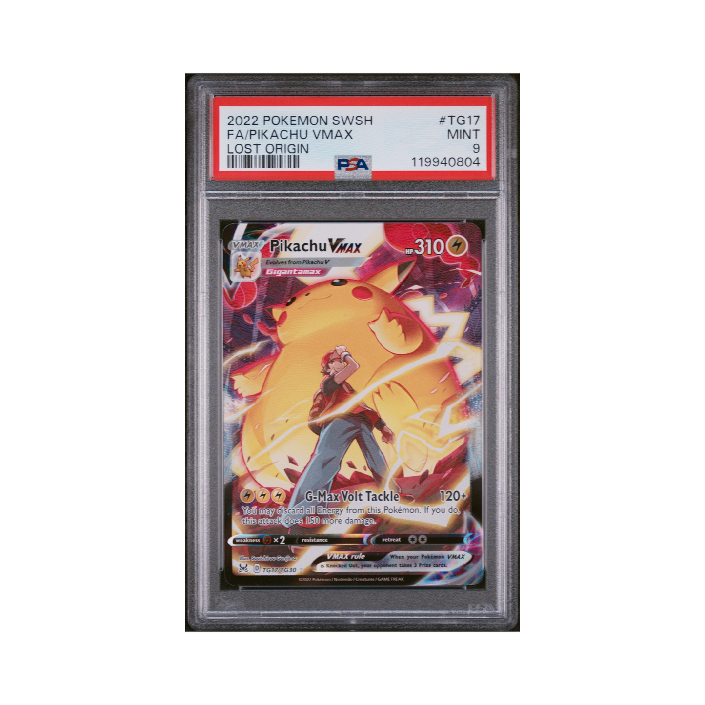 2022 Pokémon Sword & Shield Lost Origin Pikachu VMAX #TG17 PSA 9
