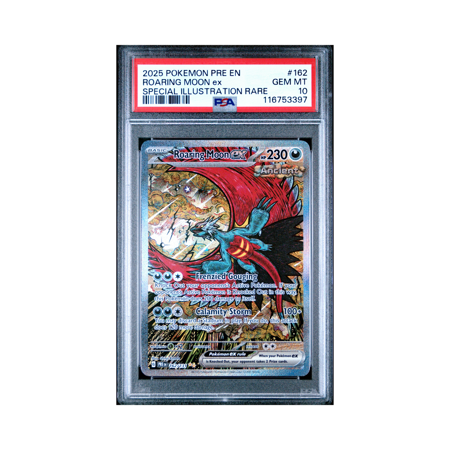 2025 Pokémon Orismatic Evolutions SIR Roaring Moon Ex #162 PSA 10