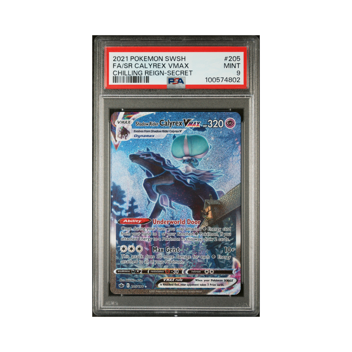 2021 Pokémon Sword & Shield Chilling Reign Sr Calyrex VMAX #205 PSA 9