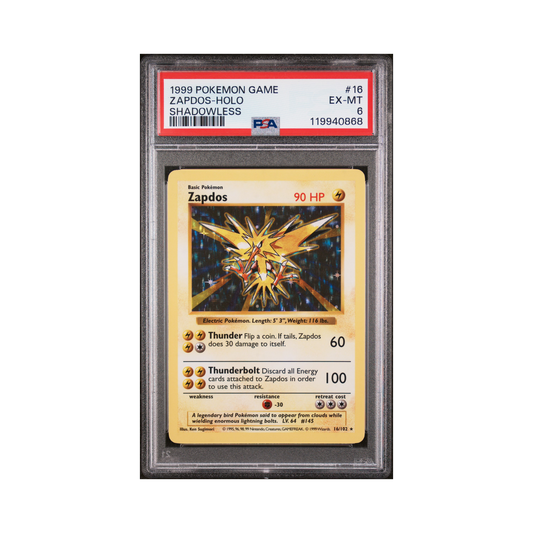 1999 Pokémon Game Zapdos Shadowless #16 PSA 6