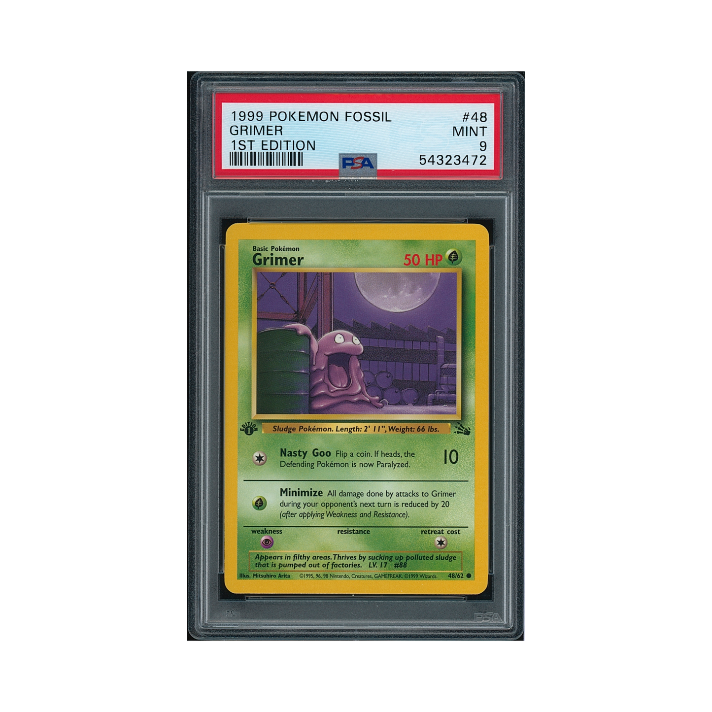 1999 Pokémon Fossil Grimer 1st Edition #48 PSA 9