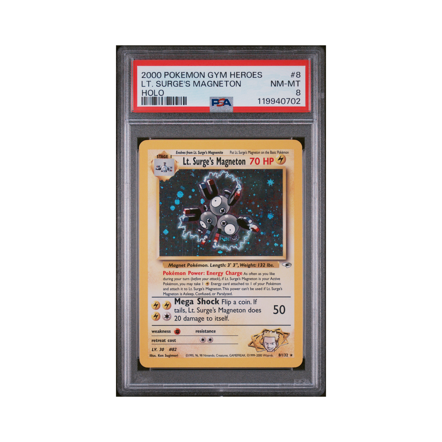 2000 Pokémon Gym Heroes Lt. Surge's Magneton #8 PSA 8