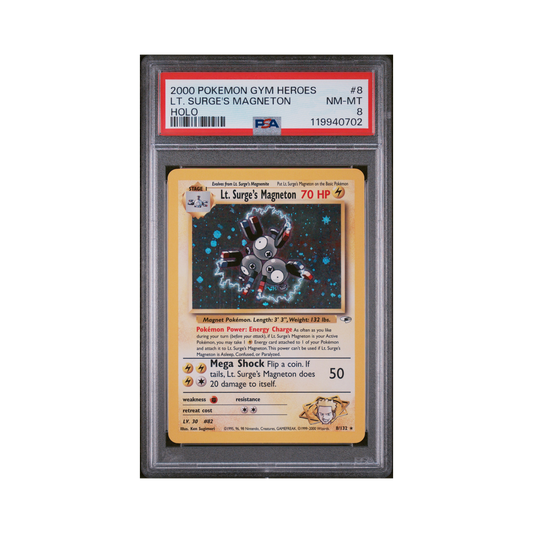2000 Pokémon Gym Heroes Lt. Surge's Magneton #8 PSA 8