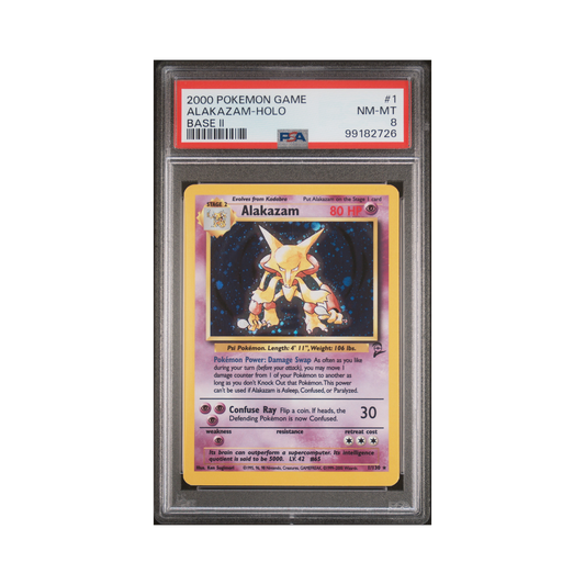 2000 Pokemon Base Set 2 Alakazam #1 PSA 8